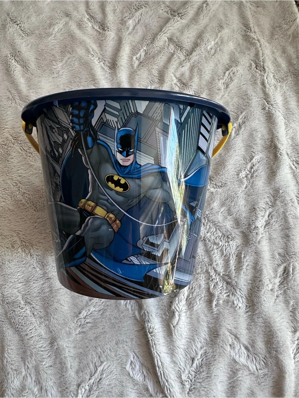 DC Batman Plastic Storage Pail in Blue and Yellow